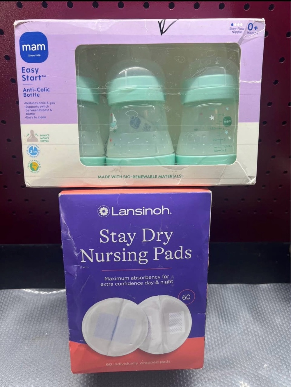 MAM Anti-Colic Bottle pack of 3 NEW- & Stay Dry Nursing Pads/Pack of 60 New